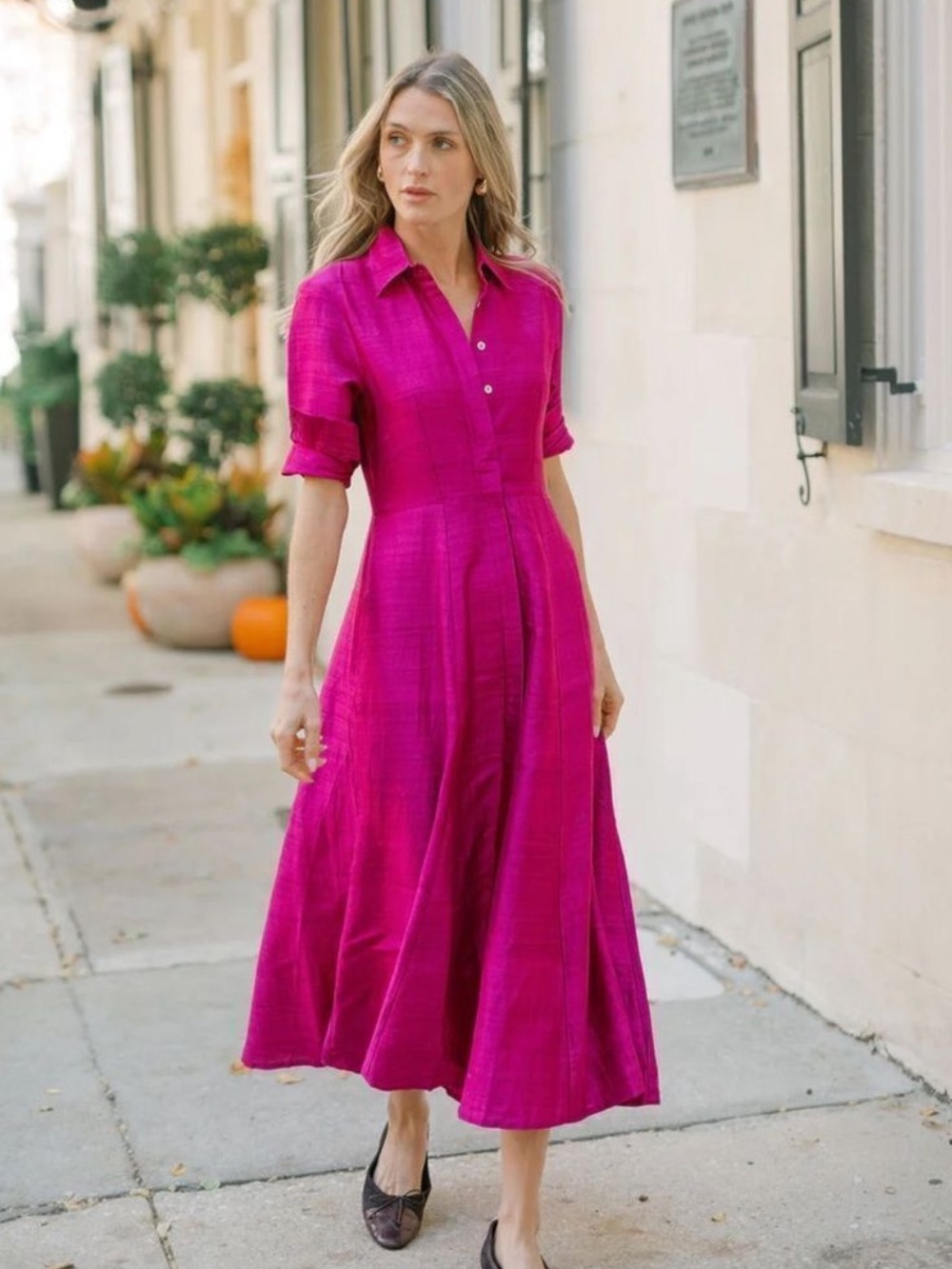 Julia Amory THE JA SHIRT DRESS DUPIONI